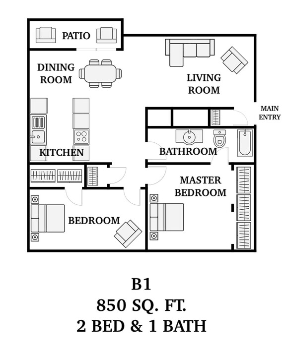 2 Bedrooms 1 Bath 2 Bedrooms 1 Bath